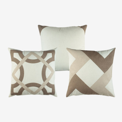 21789 - 2372 - Trio Promocional Bandeira - Marfim | Café - 45x45 cm Capa (sem enchimento)